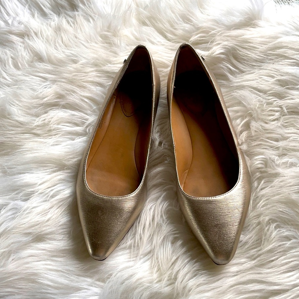 Calvin Klein Metallic Gold Pointed Toe Ballet Flat